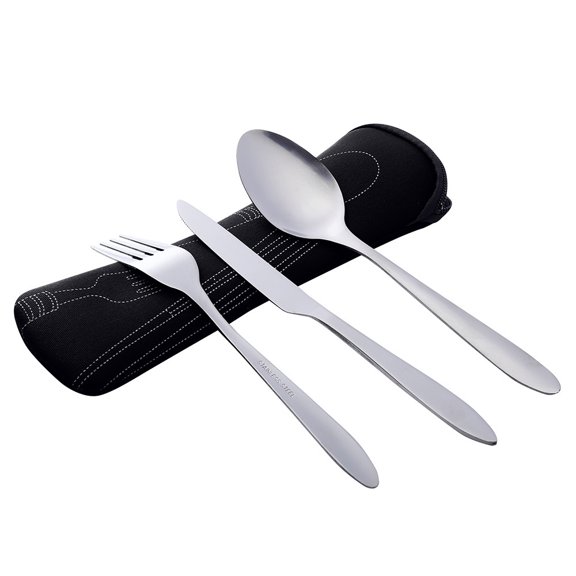XZNGL Stainless Steel Fork Spoon Chopsticks Travel Camping Cutlery Eyeful 3pc