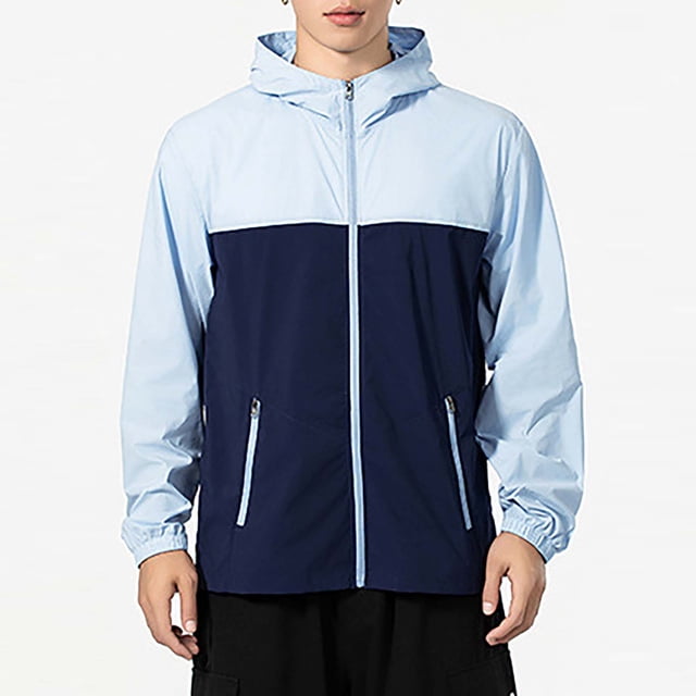 LOVZFMLL Jackets for Men's Solid Color Outdoor Climb Sport Run Pocket Zipper Long Sleeved Hooded