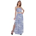 thumbnail image 2 of Bimba 2 Pcs Robe de Plage Sexy pour Femmes Imprimée Smockée Crop Top & Longue Jupe Ensemble, 2 of 7