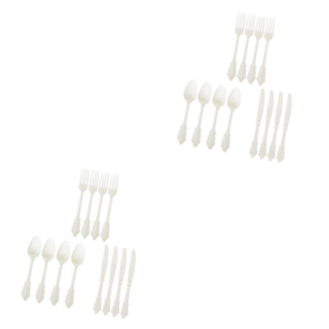 maskred Eco-Friendly Durable Plastic Forks Spoons and for Party Decor Silverware White 18.5cm 2Set