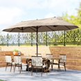 thumbnail image 2 of Outsunny Parasol de Patio Extérieur 15 Pieds avec Double Auvent, Brun, 2 of 10