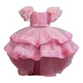 thumbnail image 1 of HXWCHs Robe Grande Fille Robe Élégante Formelle pour Filles avec Traîne Détachable Concours Fête Mariage Robe de Récital Rose 2-3 Ans, 1 of 7