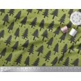 thumbnail image 2 of Soimoi Green Moss Georgette Fabric Snow & Cedar Tree Printed Fabric 1 Yard 42 Inch Wide, 2 of 5