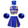 thumbnail image 1 of Miaeowve Tenue d'Uniforme de Cheer pour Filles du Secondaire pour Fête Musicale Vêtements de Cheerleading avec Pompons A Bleu 6, 1 of 4