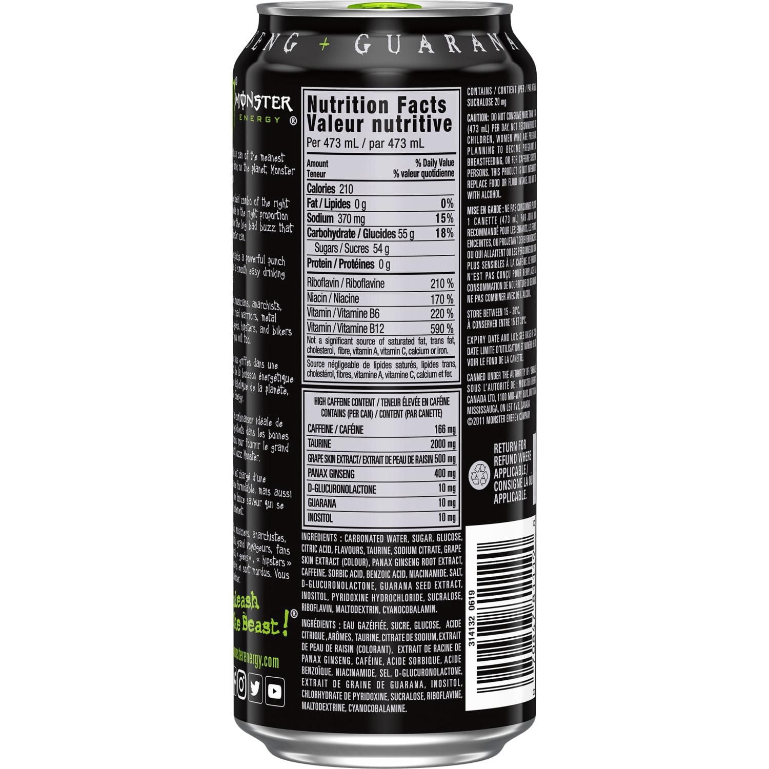 MONSTER ENERGY Green, 473mL, Can