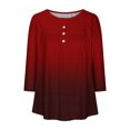 thumbnail image 4 of Pisexur Womens Plus Size Sweatshirt Gradients 3/4 Length Sleeve Tops Fall V-Neck Blouses Spring Ruffle Sleeve Tunic T-Shirts Dressy Casual, 4 of 4
