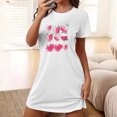 thumbnail image 2 of Pyjamas en Coton Robes de Nuit pour Femmes Robe de Sommeil à Imprimé Cœur Manches Courtes Col Rond Chemise de Nuit Confort Robe de Pyjama Tenue de Nuit T-Shirt Tenue d'Intérieur Robe de Maison Chemises de Nuit pour Femmes Coton Blanc TTG, 2 of 5