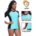 thumbnail image 4 of Charmo Color Blocked Swimsuit Tops for Womens Sun Protection UPF 50+ Rash Guard Quick Dry Running Swim Shirts, 4 of 7