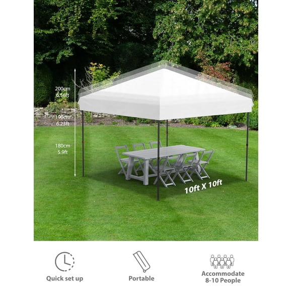 Kojooin 10x10 FT Instant Pop-Up Canopy Tent with 3 Removable Sidewalls, One-Push Quick Setup, Commercial-Grade Waterproof Sun Shelter, Adjustable Height, Black Outdoor Event Tent