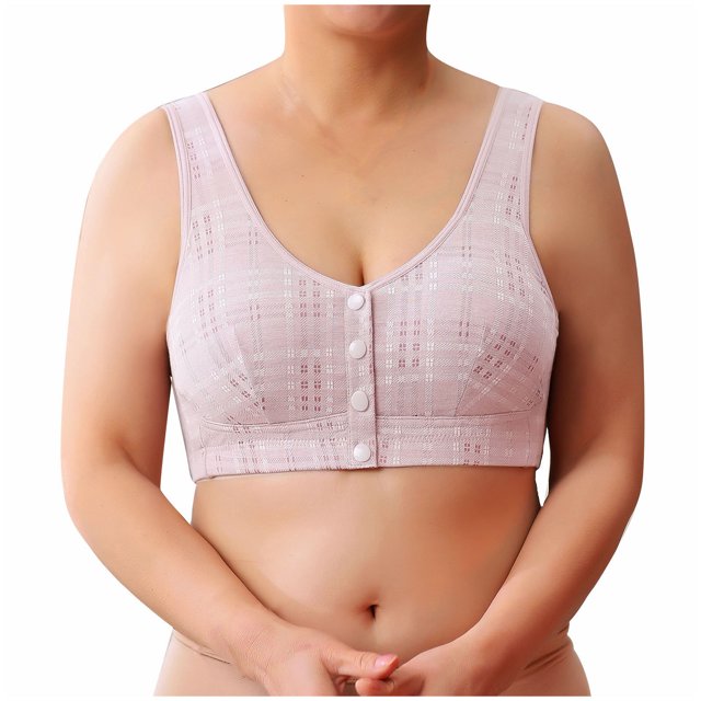 Timegard Wireless Bras for Women Plus Size Breathable Comfort Front Closure Button Bras with Support
