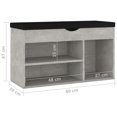 thumbnail image 4 of vidaXL Shoe Bench with Cushion Concrete Grey 80x30x47 cm Engineered Wood, 4 of 5