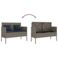 thumbnail image 5 of vidaXL Garden Bench with Cushions Grey Poly Rattan, 5 of 5