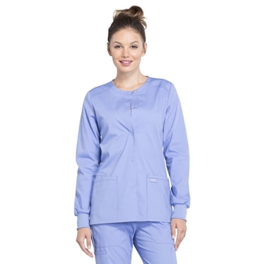 Vestes d'Uniforme à Boutons-Pression pour Femmes, Professionnelles de Vêtements de Travail, Extensibles et Douces WW340, TG, Bleu Ciel