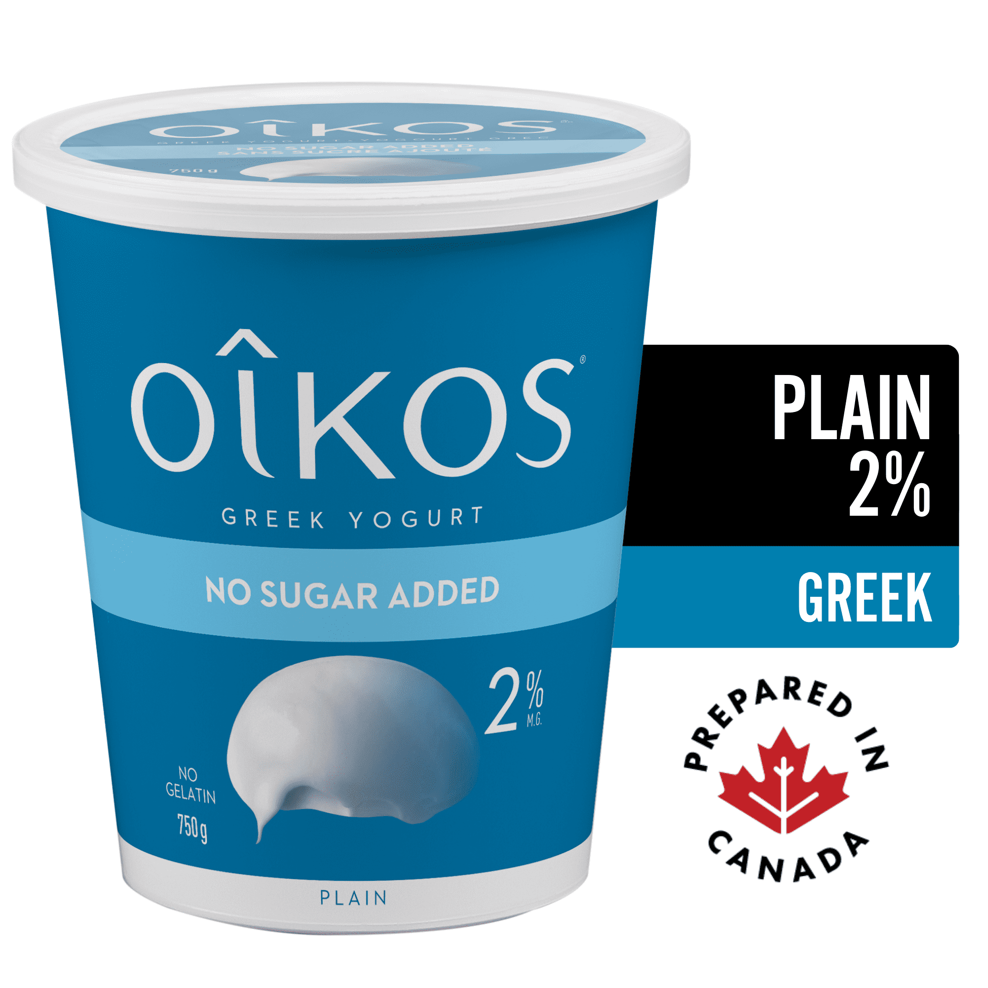 Oikos Yogourt Grec sans gras, Nature, 2% M.G., sans sucre ajouté