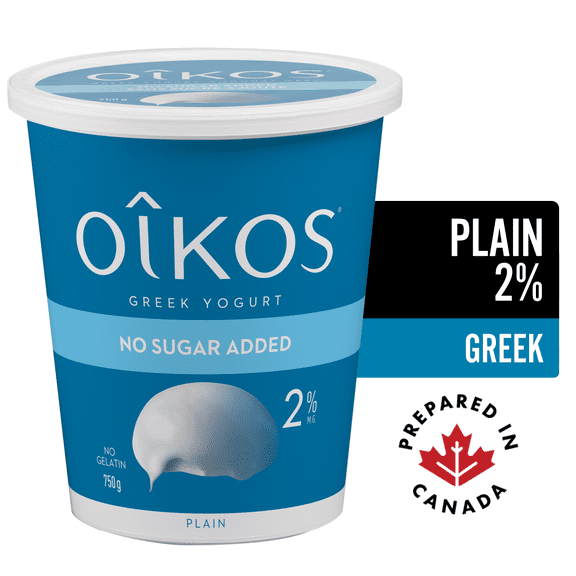 Oikos Yogourt Grec sans gras, Nature, 2% M.G., sans sucre ajouté