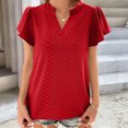 thumbnail image 3 of Birdeem Womens Spring and Summer Gold Lace Stitching V-Neck Solid Color Bottom T-Shirt Hollow Top, 3 of 8