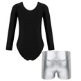 thumbnail image 2 of TiaoBug Girls 2Pcs Rhinestone Tracksuit Long Sleeve Gymnastics Dance Outfit Leotard with Shorts Unitard C07 12, 2 of 7