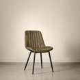 thumbnail image 3 of Bouclair Khaki Velvet Fabric and Metal Dining Chair, 3 of 10