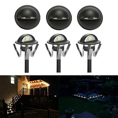 FVTLED Pack of 6 Warm White LED Deck lights kit ?1.38" Outdoor Garden Yard Decoration Lamp Recessed Pathway Step Warm White LED Lighting, Black