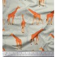 thumbnail image 1 of Soimoi Gray Satin Silk Fabric Giraffe Forest Decor Fabric Printed BTY 42 Inch Wide, 1 of 2