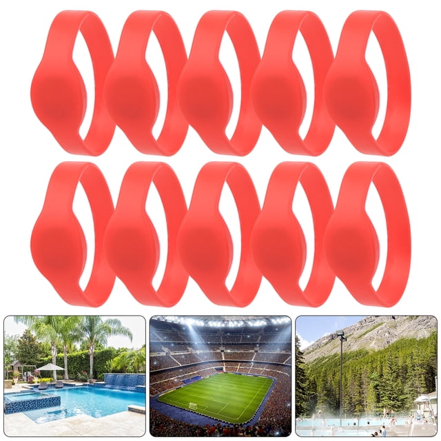 Wristband, Access Silicone Wristband Card, For Swimming Pool Room Red