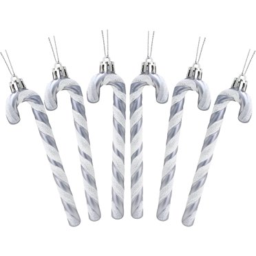 6 Pack -13cm Canne de Bonbon Pailletée Décorations/sapin de Noël