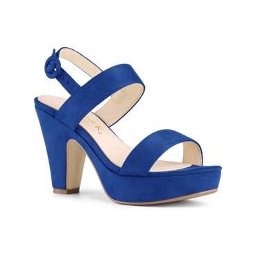 BLISSFUL STEP Women's Slingback Platform Chunky Heeled Sandals