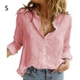 thumbnail image 5 of Decodeary Chemise Femme Couleur Unie Manches Longues Bouton Col Rabattu Blouse Décontractée Rose S, 5 of 5