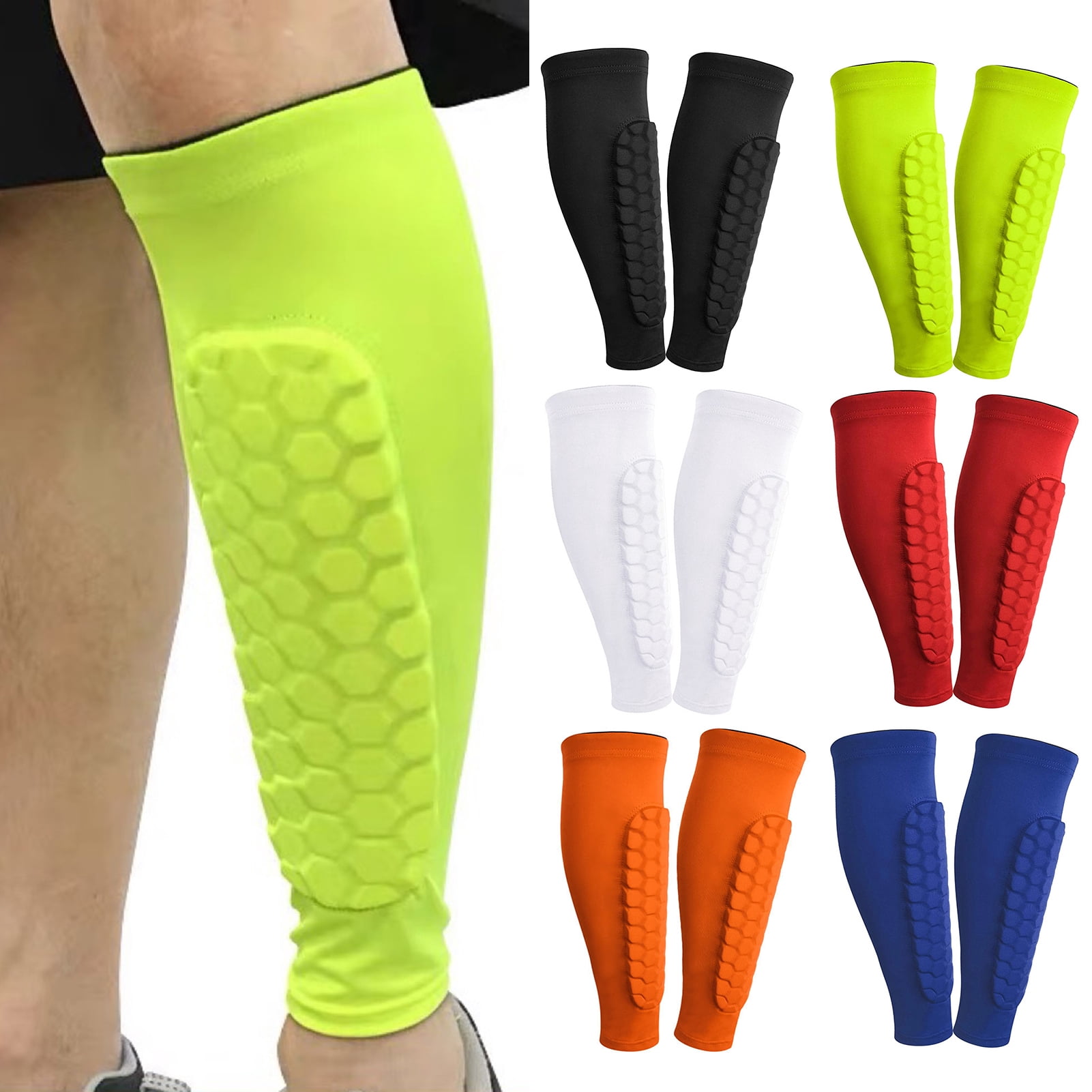 Lot 2 Paires Protège-tibias Foot Avec Chaussettes – Compression Nid D'abeille, EVA Anti-choc – Enfant/adulte, Pour Tous Sports