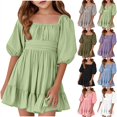 thumbnail image 1 of Milgrthf Robe Camisole Décontractée d'Été pour Filles, Tendance, Dégradé, Ample, Col Ras du Cou, Sans Manches, Ligne A Évasée, pour 4-15 Ans, Jaune, 7 Ans, 1 of 9