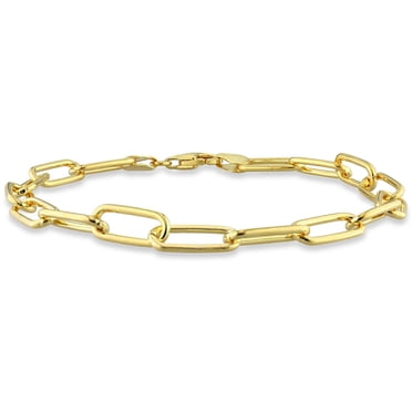 Miabella 18K Yellow Gold Plated Sterling Silver Paperclip Bracelet