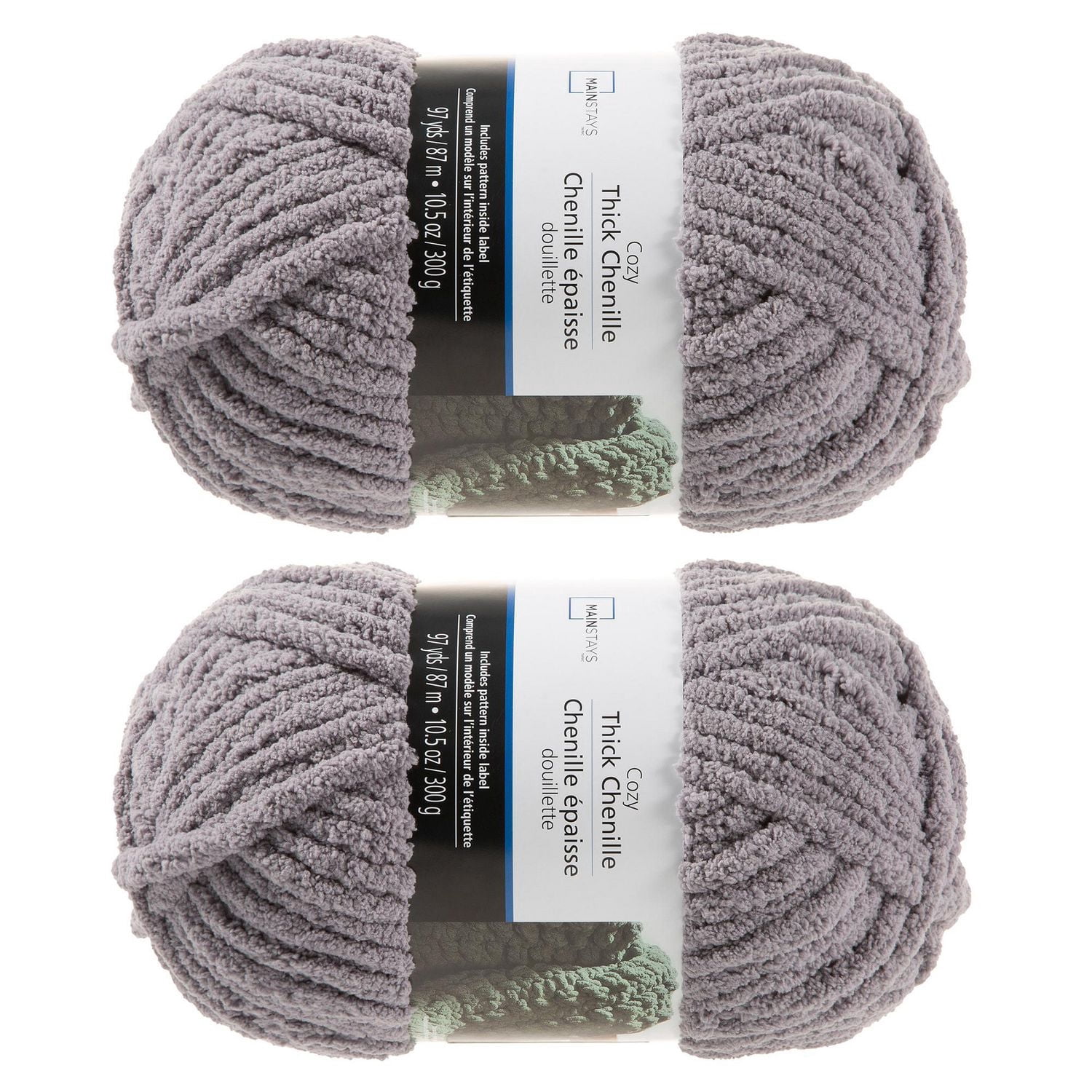 MAINSTAYS 2 PACK GREY THICK YARN