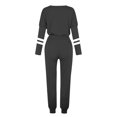 thumbnail image 5 of Posijego Ensemble Femme 2 Pcs Tenue Rayée Décontractée Manches Longues Col Ras du Cou Hauts Pantalons à Cordon Ensembles Détente P-5TG, 5 of 5