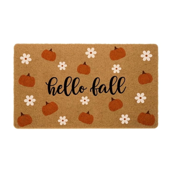 Aqestyerly Pumpkin Coir Welcome Mat Coconut Fiber Non Slip Front Door Rug Fall Thanksgiving Harvest Seasonal Outdoor Entryway Home Doormat