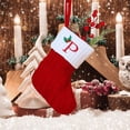 thumbnail image 2 of Christmas Tree Decorative Socks With Embroidered Initial Letters Red Green White Knit Stockings, 2 of 2