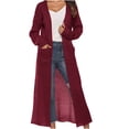 thumbnail image 1 of Yuyuzo Womens Maxi Cardigans Long Sleeve Open Front Ribble Knit Solid Color Sweater Outwear Coat Cardigan, 1 of 5