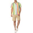 thumbnail image 2 of INSPIRE CHIC Men's Striped Short Sleeves Shirts Button Down Print Hawaiian Shirt S Yellow Gray, 2 of 6