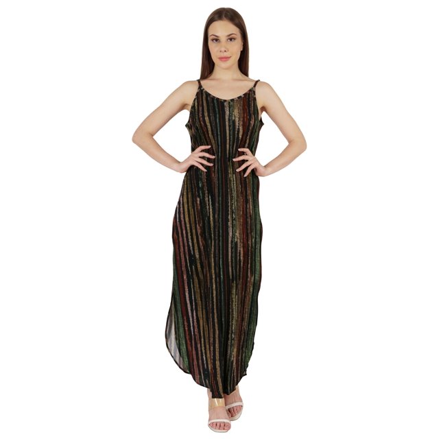 Inkmeso Robe d'Été Aguichant Imprimée pour Femmes à Bretelles Spaghetti, Robe Maxi Décontractée de Plage et de Villégiature