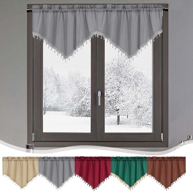 Xihbxyly Solid Color Curtain Triangle Curtain Door Curtain Kitchen Curtain Rod Curtain Pocket Curtain Suitable for Decoration of Kitchen Living Room Coffee and Bedroom Window Curtains