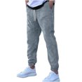 thumbnail image 3 of Ceisia Men Solid Color Loose Casual Pants Elastic Waist Drawstring Sports Gift Work Trousers, 3 of 6