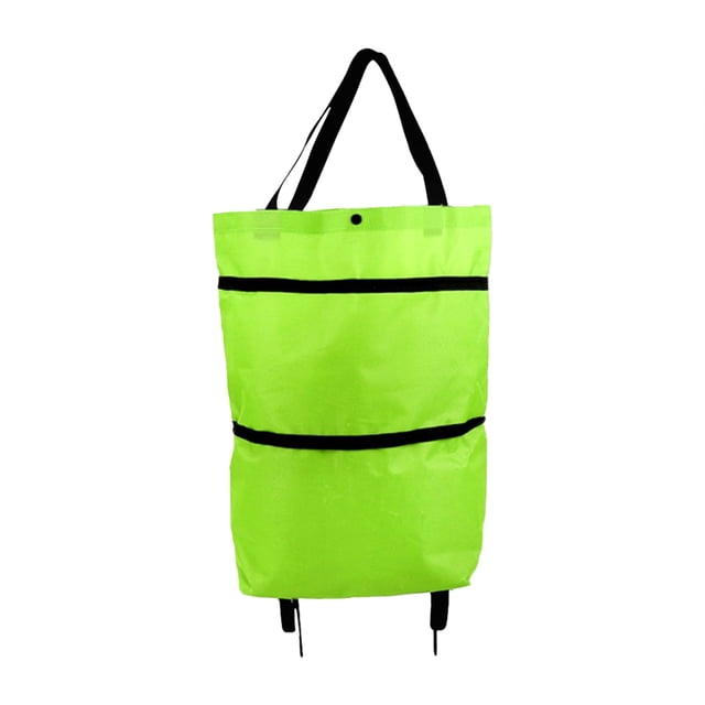 WHEANG Sac à Outils Chariot de Magasinage Sac Portable Multifonction Sac Fourre-Tout Pliable Chariot de Magasinage Sacs d'Épicerie Réutilisables avec Roues Chariot d'Épicerie Roulant Taille Unique Vert