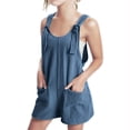 thumbnail image 1 of LYHaoo Girls Graphic Romper Summer Solid Color Short Jumpsuit For Girls,Sizes 5-6 Years(Blue), 1 of 4