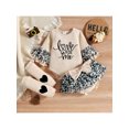 thumbnail image 3 of Honganda Baby Girls 3Pcs Spring Outfits, Long Sleeve Letter Romper + Shorts + Leg Warmers Set, 3 of 9