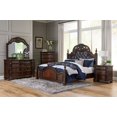 thumbnail image 1 of Finition Cerisier Formel Traditionnel 4 Pcs Lit Très Grand Table de Chevet Commode Miroir Ensemble Mobilier en Bois, 1 of 7