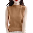 thumbnail image 3 of Sentmoon Sweater Vest High Neck Sleeveless Knitted Fall Outfits for Women Plus Size Solid Color Slim Warm Workout Tops for Women Winter for Early Spring Weather Brown M, 3 of 5