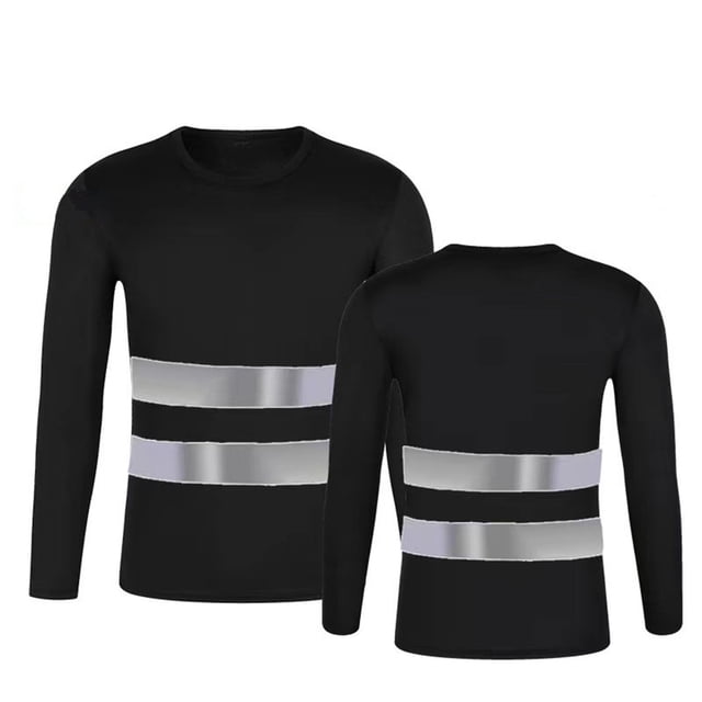 Men's High Visibility Reflective Long - Sleeve Mesh T - Shirt, 95% Polyester 5% Spandex, Sizes S - XXXL