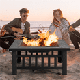 thumbnail image 3 of Yaheetech 32'' Outdoor Square Fire Pit w/Cover & Poker, Black, 3 of 8