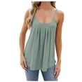 thumbnail image 1 of AherBiu Boho Tank Tops for Women Eyelet Hole Spaghetti Strap Low Cut Sleeveless Ruched Loose Shirts Blouse, 1 of 5