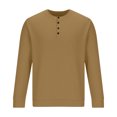 thumbnail image 4 of Yuyuzo Sweatshirts for Men Long Sleeve Round Neck Buttons Pullover Knitted Textured Solid Color Tops, 4 of 6
