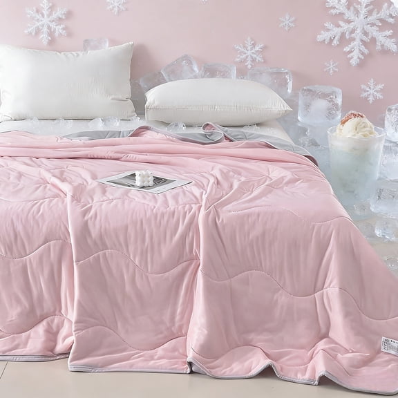 Couette Piquée Ondulée de Couleur Unie au Toucher Frais, Couverture d'Été Respirante pour Chambre et Sofa